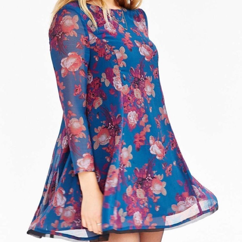 Kimchi Blue Cinderdrea frock floral dress L blue